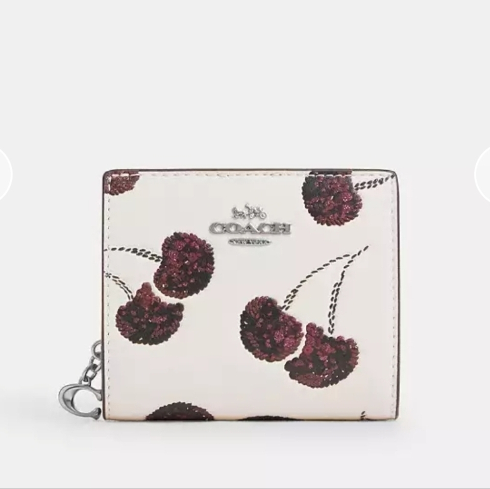 Coach Snap Small Wallet With Cherry Print